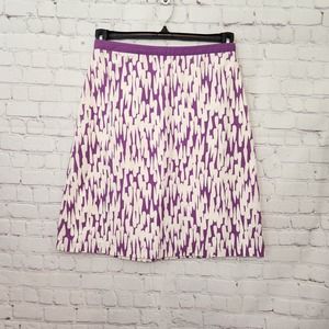 Boden Purple & White 100% Cotton A-Line Women's Skirt 6